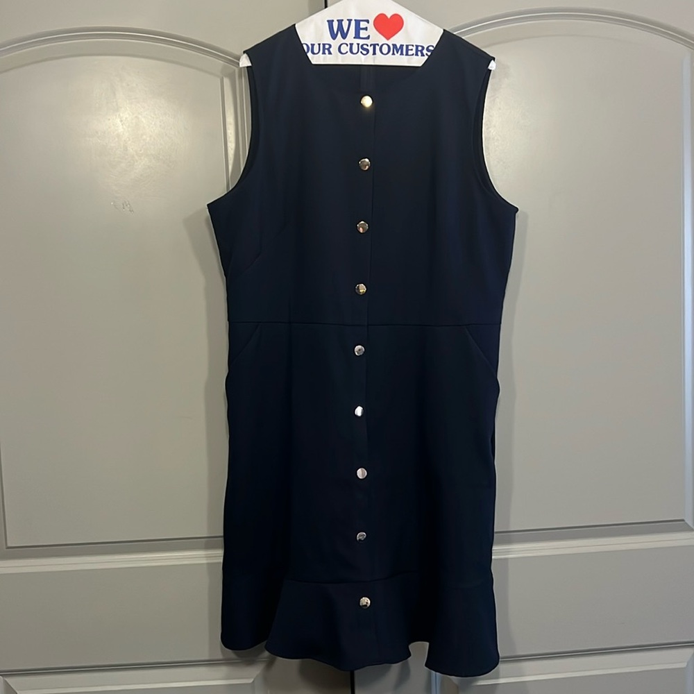 Loft Sleeveless Dress with Gold Button Detail